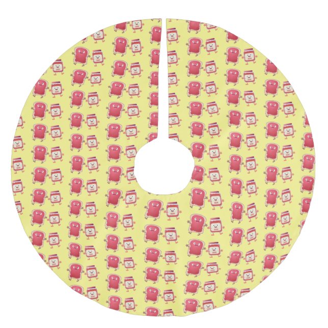 Brödbröd och sylt tecknade figurer julgransmatta borstad polyester (Framsidan)