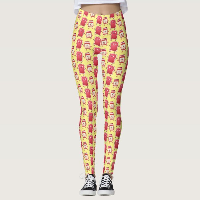 Brödbröd och sylt tecknade figurer leggings (Framsida)