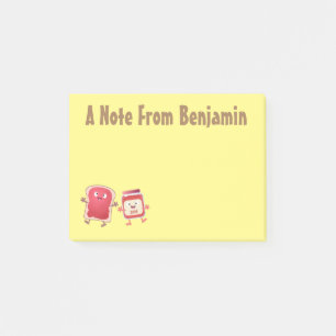 Brödbröd och sylt tecknade figurer post-it block