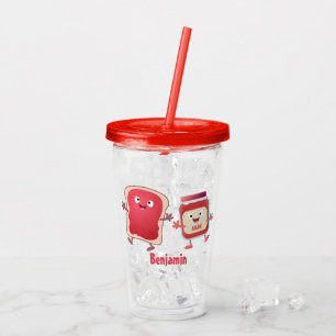 Brödbröd och sylt tecknade figurer take away mugg