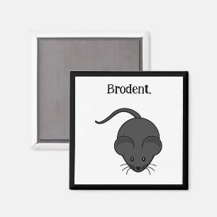 Brodent Bro Cartoon, Rolig Grå Råtta eller Mus Pun Magnet