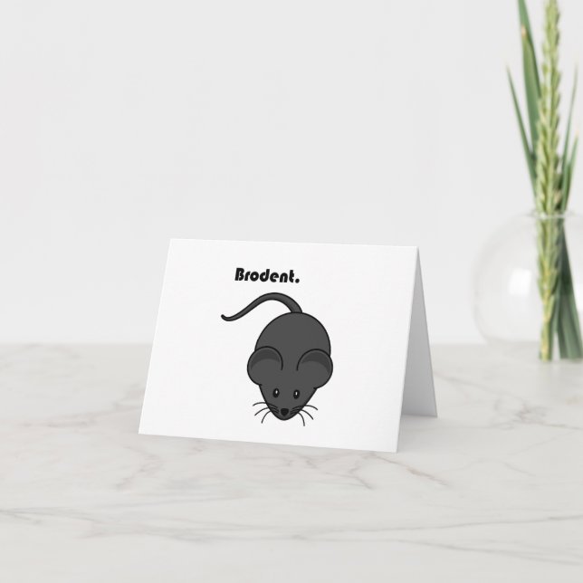 Brodent Bro Tecknad, Funny Grått Råtta eller Mouse Anteckningskort (Framsida)