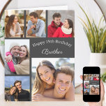 Broder 6 Fotokollaps vid hög födelsedag Kort<br><div class="desc">Skapa ett eget födelsedagskort för bror, son eller vän, med ett fotokollage som är tillverkat av 6 av dina favoritfoton. Mallen är utformad för att fungera i vilken ålder som helst och du kan redigera bror till son eller namn om du föredrar det. Du kan också redigera meddelandet inuti om...</div>