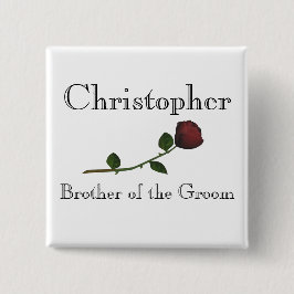 "Broder av brudgummen" - rött Long Stemmed steg Knapp