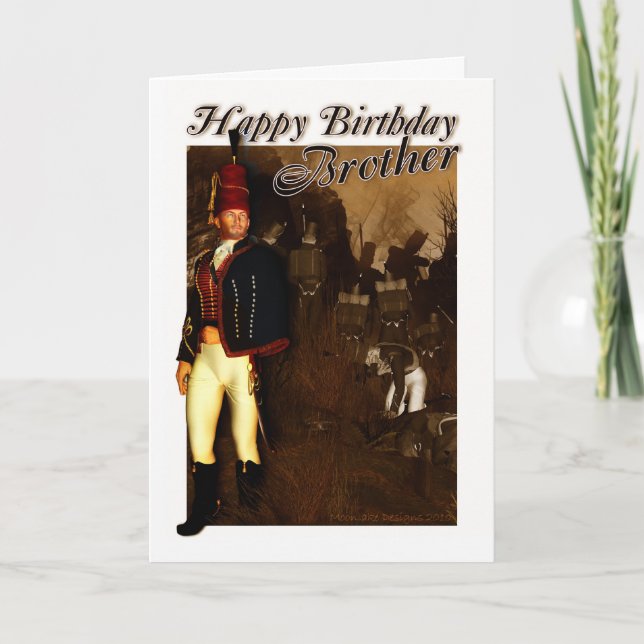 Broder Birthday Card - 1822 Hussar Officer och FoU Kort (Framsida)