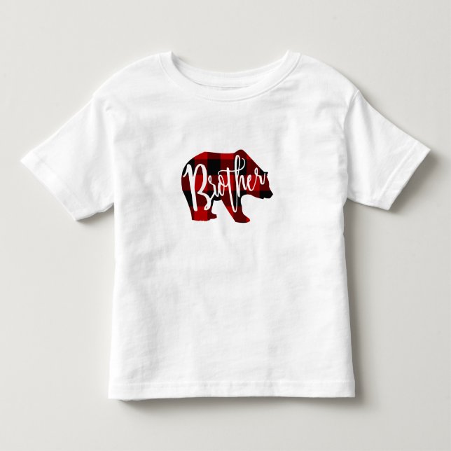 Broder Björn Rustik Röd Buffel Plaid Familj T Shirt (Framsida)