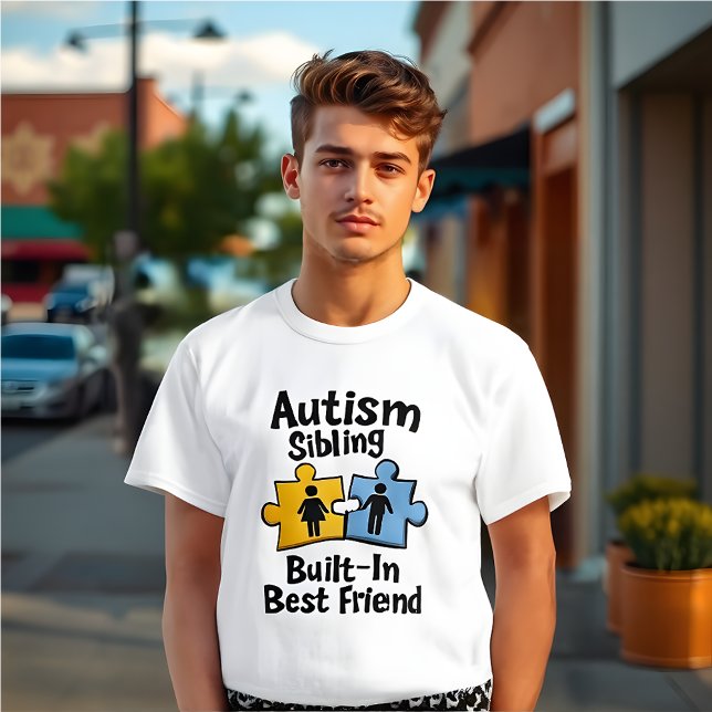 Broder för ökad medvetenhet om autism: Byggt bästa T Shirt (Autism Awareness T-Shirt  - Brother)