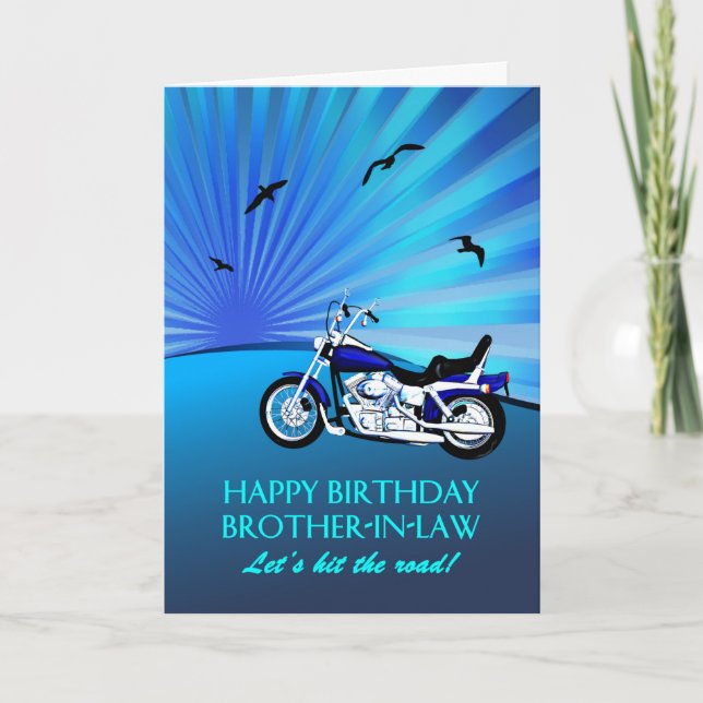 Broder i Lag Birthday Motorcykel Sunset Card Kort (Framsida)
