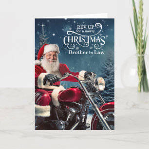 Broder i Law Biker Santa Jul Winter Gräs Helgkort