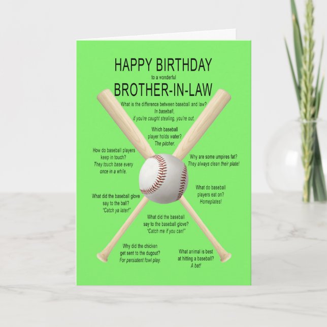 Bröder-in-law, födelsedagsbaseballskämt kort (Framsida)