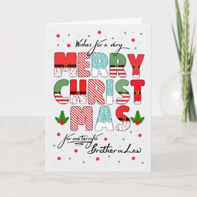 Broder in Law God jul Decorated Lettering Helgkort (Framsida)