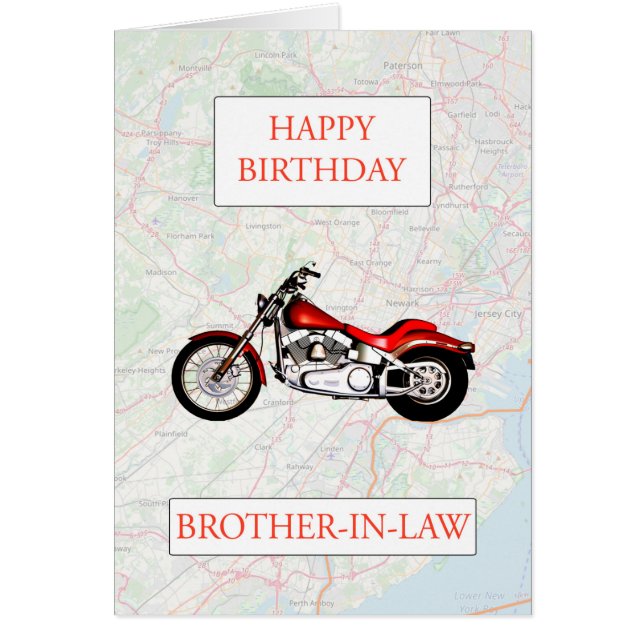 Broder-in-Law Karta och Motorcycle Birthday Hälsningskort (Framsidan)
