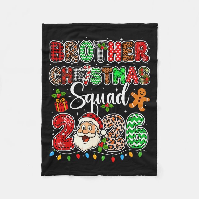 Broder Jul Crew 2026 Leopard Rolig Tomte Fa Fleecefilt (Framsidan)