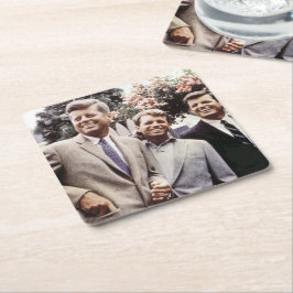Bröder med president John Kennedy White House Underlägg Papper Kvadrat