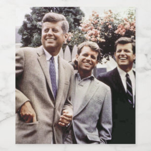 Bröder med president John Kennedy White House Vinflaska Etikett