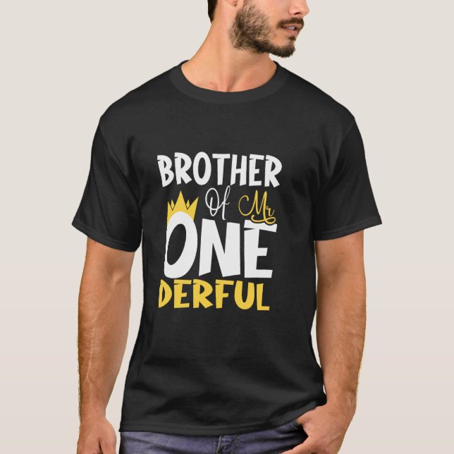 Broder Mr One Derful Wonderful 1st Birthday Party T Shirt (Framsida)