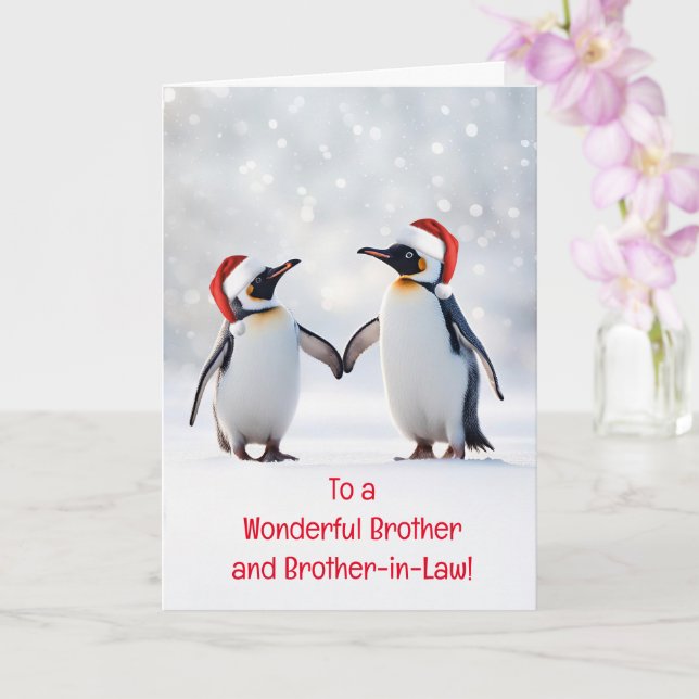 Broder och Husband Glad helgdag, söta Penguins Kort (Orkide)