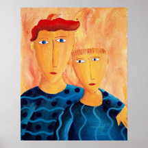 Bröder samtida målning fint konsttryck