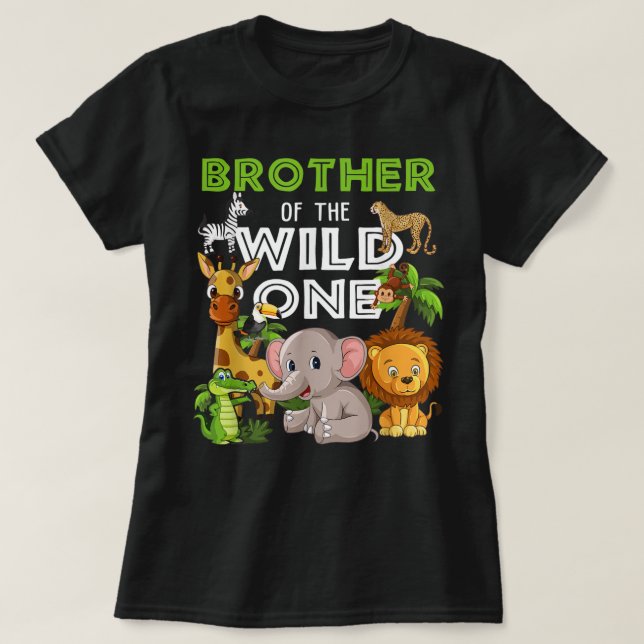 Broder till Vild 1 Zoo Birthday Safari Jungle T Shirt (Design framsida)