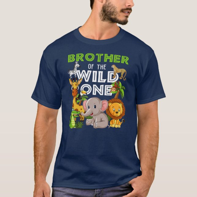Broder till Vild 1 Zoo Birthday Safari T Shirt (Framsida)