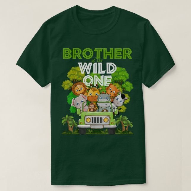 Broder till Vild 1 Zoo Lastbil Birthday Safari T Shirt (Design framsida)