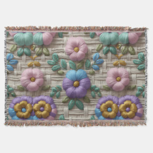 Broderad blomsterstil Luffig & mysig Filt