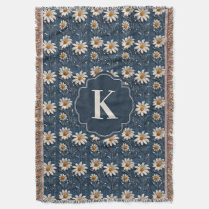 Broderad Daisy Denimfilt Monogram Filt