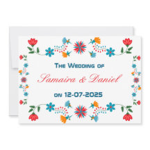 Broderad Färgrik Blommig Design Bröllop