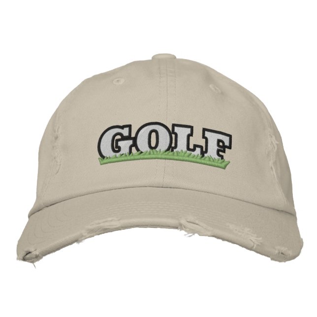 Broderad GOLF Distressed Keps (Framsida)