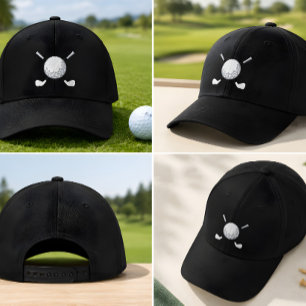 Broderad Golfboll & Klubbor Anpassad Hatt Golf Kär Keps