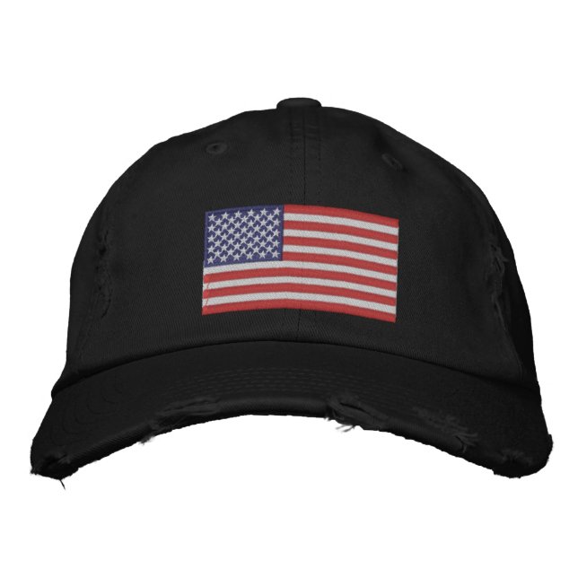 Broderad hatt amerikansk flagga keps (Framsida)