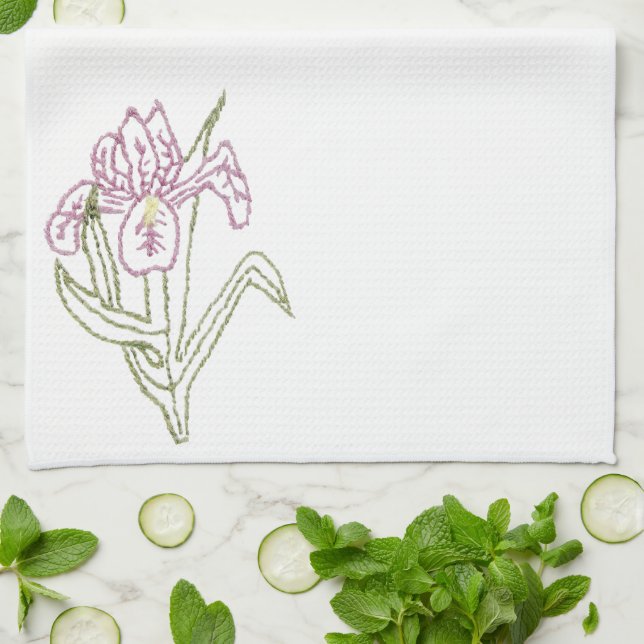 Broderad Iris Design MoJo Köksduk Kökshandduk (Vikta)