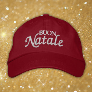 Broderad italiensk julhatt med texten Buon Natale Keps