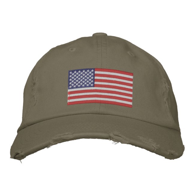 Broderad mössa amerikansk flagga keps (Framsida)