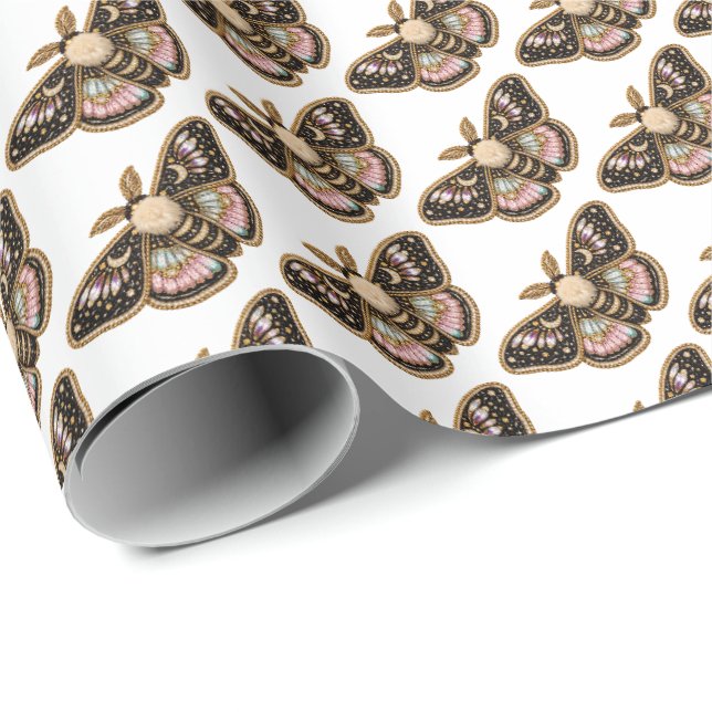 Broderad Moth Presentpapper (Rullad Hörn)