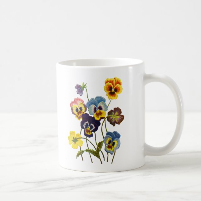 Broderad Parad i Pansies Kaffemugg (Höger)