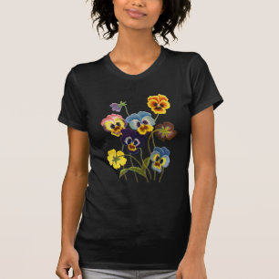 Broderad Parad i Pansies Tee Shirt