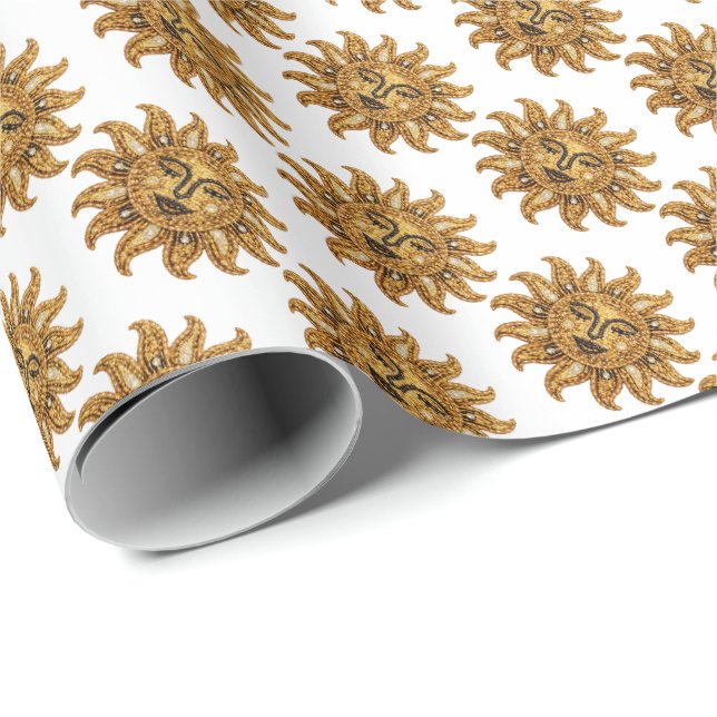 Broderad Sol Presentpapper (Rullad Hörn)