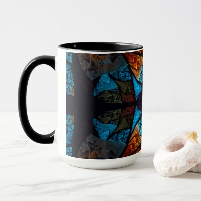 Broderad stjärnabstrakt i blues mugg (Med munk)