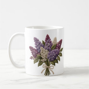 Broderad Syrliljebukett – Falskt Broderi Linne Kaffemugg
