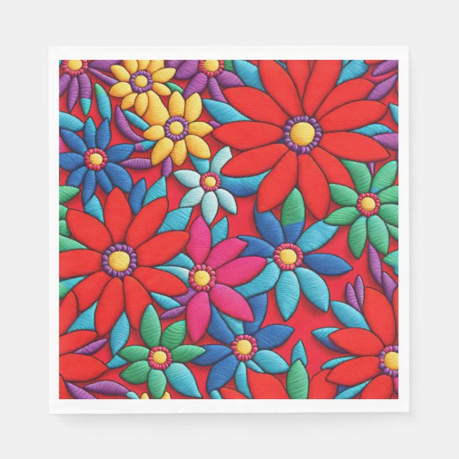 Broderad tusenskönadesign pappersservett (Framsidan)