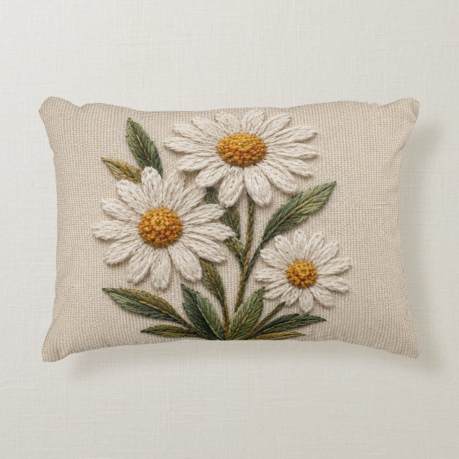 Broderad tusenskönas blomning prydnadskudde (Framsidan)