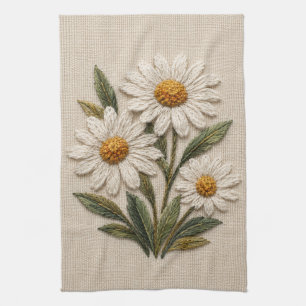 Broderad tusenskönsblomning kökshandduk