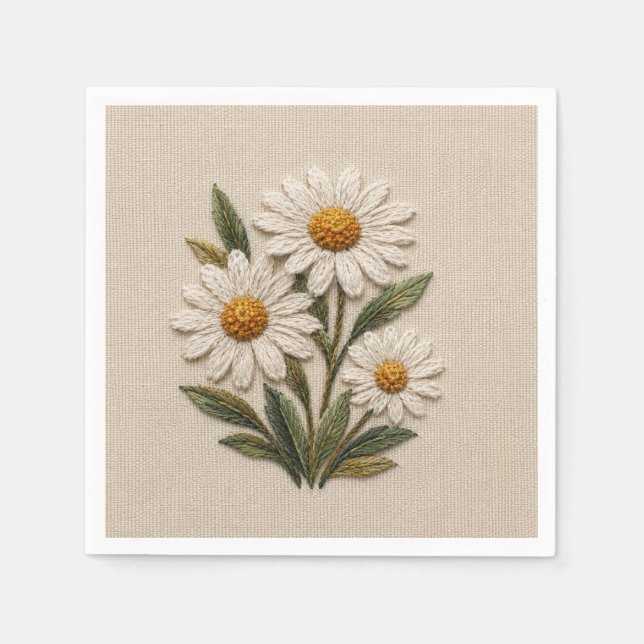 Broderad tusenskönsblomning pappersservett (Framsidan)