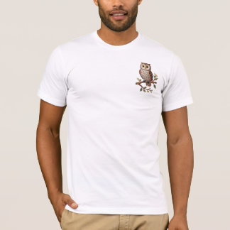 Broderad uggla på gren Rustik naturkonst design T Shirt