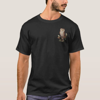 Broderad uggla på gren Rustik naturkonst design T Shirt