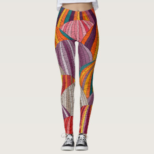 Broderad vågigt, etnisk bohemisk, sömlös mönster leggings