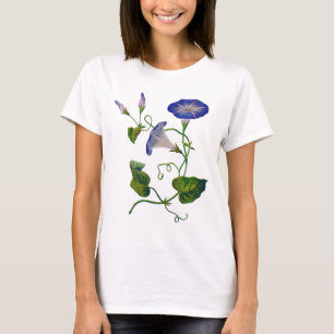 Broderade blå morgonprakt tee shirt