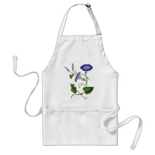Broderade blå morgonpraktblommor förkläde