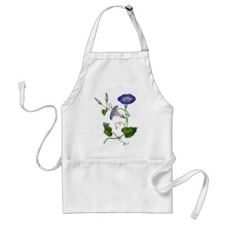 Broderade blå morgonpraktblommor förkläde